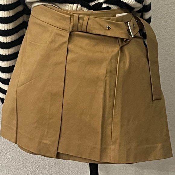 Mango Tan Wrap Mini Skirt with Asymmetrical Pleats - Picture 8 of 10
